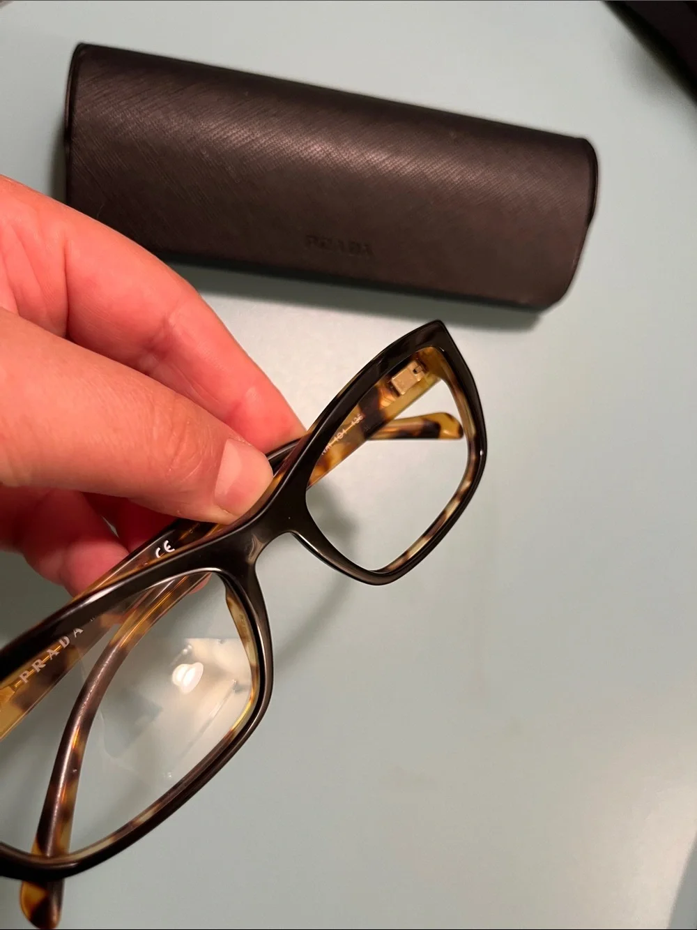 Prada Eyeglasses VPR 18O NAI-1O1 Black on Tokyo Havana Frame Italy 135- in case